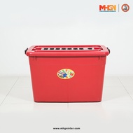 กล่องพลาสติกสี่เหลี่ยม มีล้อแขนลาก ตรางู เบอร์ 200-2 ความจุ 135 ลิตร สีแดง One
