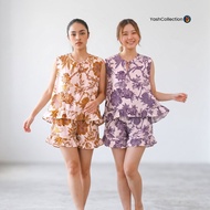 Yukensi Girl KURO Set Wanita Tank Top Ruffle Shorts Part.9 Soft Comfortable Rayon Ruffle Top Bottom 