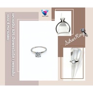 Moissanite Diamond Ring CVD 925 Silver Frame 4-Prong (Diamond Size 4.00 Mm.-6.50 Mm.round) (No Thin 