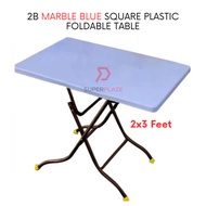 2B Marble Blue 2x3 Feet Plastic Foldable Table Portable Dining Table Study Table Kitchen Table Outdo
