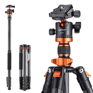 K&F Concept 63" Carbon Fiber Camera Tripods,D254C1+BH-28L Compact Tripod with Detachable Monopod, Me