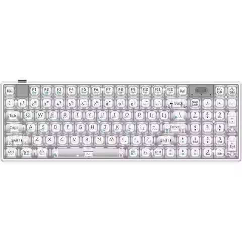 98-Key Transparent Wired Mechanical Gaming Keyboard LED Type-C Wired Mechanical Keyboard Wired Mecha