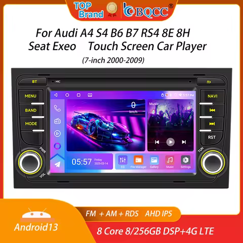 7 Inch Carplay Android 13 Auto Car Play Radio For Audi A4 S4 B6 B7 RS4 8E 8H Seat Exeo 2 Din MP5 Vid