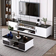 Sunflower.sg TV Console Storage Cabinet Light Luxury Glass Modern Tea Table Combined Wall Cabinet TV Cabinet Telescopic Cabinet Office Table ZLX