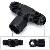 Flare Tee Fitting AN6 AN8 AN10 Female To Male Tee On Side Thread Fitting Adapter Black 1 Pack