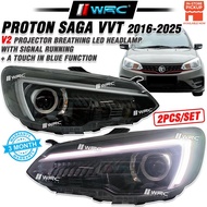 Proton Saga VVT 2016 - 2025 V2 Projector Breathing Led Headlamp With Signal Running + A Touch In Blu