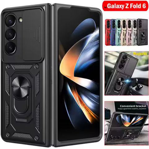 Armor Funda for Samsung Galaxy Z Fold 6 Case Magnetic Ring Stand Holder Cover for Samsung Z Fold 6 5