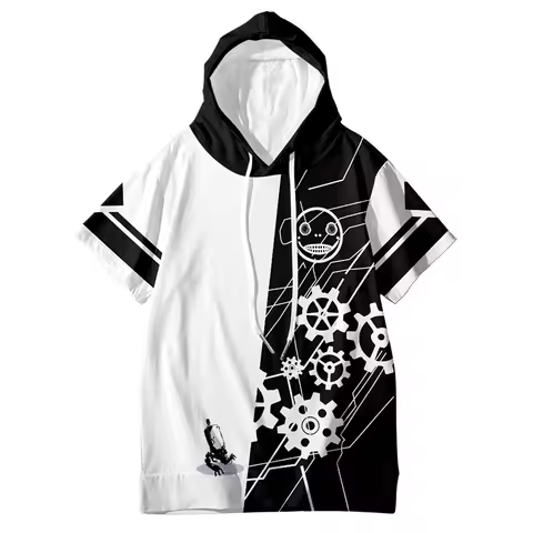 Game NieR Automata 2B YoRHa No. 2 Type B 9S YoRHa No. 9 Type S 3D Printing Hooded T-shirt Fashion Gr