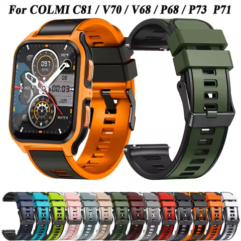Two-Tone Silicone 20mm 22mm Watch Strap For COLMI P73 Band For COLMI C81/C61/V70/V68/P68/P71/M42 M41