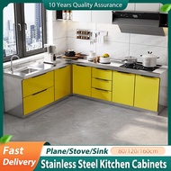 Stainless Steel Kitchen Cabinet Sets Sink Stove Cabinet Gas Storage Cupboard Kabinet Dapur Almari 廚房