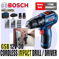 BANSOON BOSCH Cordless Impact Drill/Driver GSB 12V-30 comes with 2nos 12V 2.0ah battery, 1 charger, screwdriver bit set,