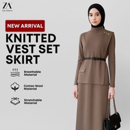 ZOE ARISAH Zeyana Knitted Vest Set With Skirt Baju Smart Casual Suit Office Wear Plain College Outfi