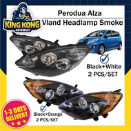 Vland Perodua Alza Head Lamp Smoke Black 2010-2021 Black White Black Orange Lampu Depan Alza 2010-2021