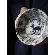 仿古青花壺承手繪鹿鳴中式茶點盤功夫茶具果盤干泡盤做舊陶瓷壺托