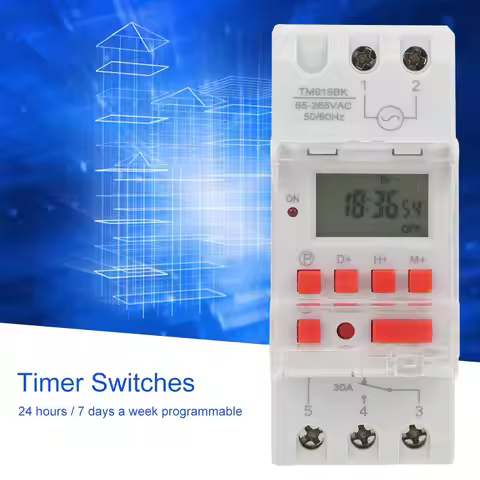 Digital Timer Switches TM919BK 85~265V AC 30A LCD 7 Days Programmable Digital Timer Switches Timer S