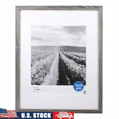 Rustic Gray Picture Frame 11x14 Matted to 8x10 Durable Wall Hanging Gallery Frame Photos Artwork Hor