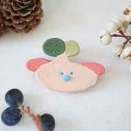 圓葉山烏龜系列•粉紅狗 陶別針 胸針