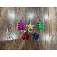Bag of 5 hanging Christmas trees shaped like pine trees, snowflakes, stars, size 5-7cm - Ruby Decor