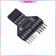 Star Motherboard USB 9Pin USB 2 0 Female Black Interface Header Splitter 1 To 2 Extension Cable Adapter 9-Pin USB HUB Co