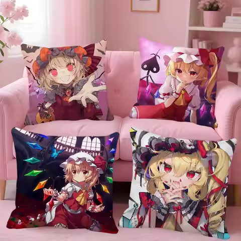 Anime Touhou Project Flandre Scarlet Pillow Case Square Pillow Bedroom Sofa Leisure Comfort Cushion 