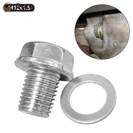 FLYTOP M12x1.25 Motorcycle Oil Drain Bolt Engine Oil Drain Plug Replacement Screw with Washer for Ho