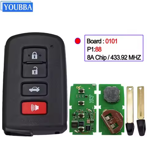 YOUBBA 4 Buttons Smart Remote Key Fob BA4EQ F43 61A651-0101 Keyless ID8A Chip 433.92MHZ for Toyota C