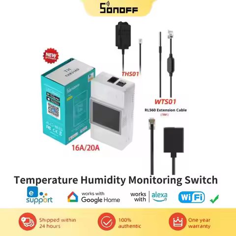 SONOFF TH Elite 16A/20A WiFi Smart Temperature Humidity Monitoring Switch Voice/App Control Support 