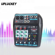 UPLUCKEY Audio Mixer, Monitor Karaoke System 4-Channel DJ Console Mixer, Bluetooth Portable with 48V
