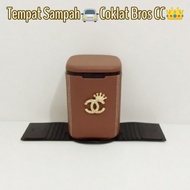 Trash Can - Brown Leather Car Trash Box Brooch Chanel Crown