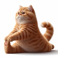 Yyy07 Kitten Desktop Wall Sticker Electric Car Orange Cat Yoga Study Sticker Bedroom Waterproof Cute