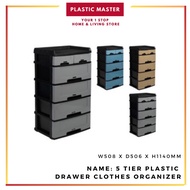 Felton FDR 484 5 Tier Plastic Drawer Clothes Organizer Drawer Cabinet Storage Wardrobe Ready Stock Malaysia