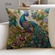 [Noel.sg] 17.72x17.72In Cushion Cross Stitch Creations with Zip Cross Stitch Pillow Cover Peacock Cross Stitch Stamped Pillow Cover Kit