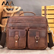 MVA Genuine Leather Men Briefcase 12 Inch Laptop Bag Business Travel Hanbag Messenger Bag