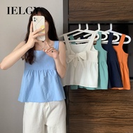 IELGY Solid color square neck halter top for women sleeveless short top
