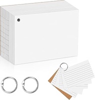 Agoer Flashcards White,300 Line Revision Cards,5 X 3.4 in Blank Flash Cards Index Cards,White Record