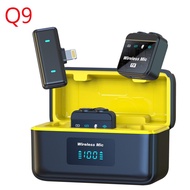 New Q9Wireless Lavalier Microphone Live Streaming Interview Recording HD Audio One-to-Two Magnetic M