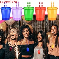 LUNASYNC 5Pcs Bachelorette Party Shot Glasses, Transparent Colorful Shot Glass on Beaded Necklace, P