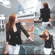 Preloved Lady Lace Patchwork Woman Blazor Fashion Slim Fit Coats