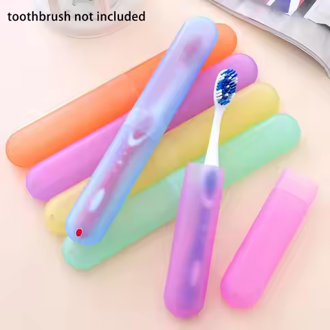 Travel Portable Toothbrush Box Set, Candy Colored Toothbrush Head Protective Cover, Dust-Proof Denta
