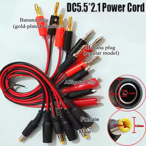 1PCS DC5.2 * 2.1MM Male And Female Plug To Banana Plug 4mm Standard/gold-plated Version To Crocodile