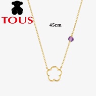 TOUS New 9 kt gold flower necklace with amethyst Silhouette.Modern and versatile design, classic, pe