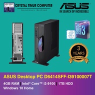 Asus Desktop PC D6414SFF-I391000007T [ i3-9th Gen / 4GB RAM / 1TB HDD / W10 ]