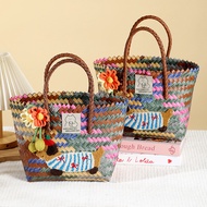 Ready Stock Hand Woven Basket Imitation Rattan Bag Beg Anyaman Rotan Moden
