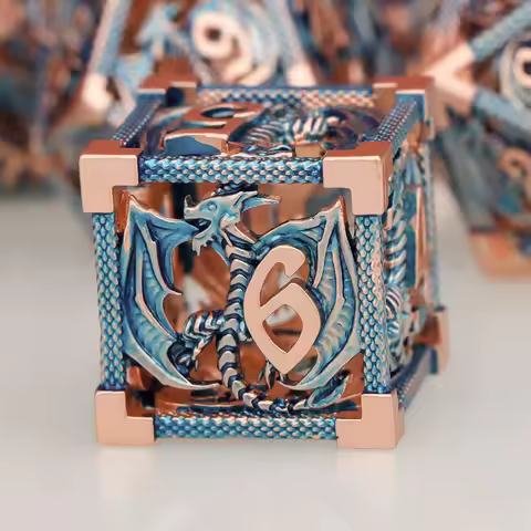 7CPS DND Metal Hollow Dragon Dice D and D D20 Dungeon and Dragon Role Playing Game Dice D+D RPG Poly