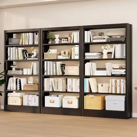 5-Tier Tall Black Metal Bookshelf, 71 Inches High, Adjustable Shelves, Heavy Duty, Freestanding Stor