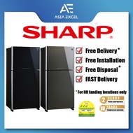 SHARP SJ-PG51P2 512L BLACK/SILVER J-TECH INVERTER PLASMACLUSTER ION 2 DOOR TOP FREEZER REFRIGERATOR