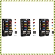 (SBTZ) 3X 12V 12 Way Marine Fuse Block Fuse Panel with Ground &amp 12 Volt Fuse Box for Car Automoti