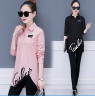 Ready Stock Women Blouse Plus Size Korean Loose Embroidery T-Shirt Tops Fashion Long-Sleeved Baju Blause Wanita