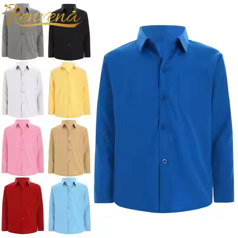 Autumn Kids Shirts for Boy Casual Gentleman Formal Dress Shirt Button-Down Shirt Handsome Boy Long S