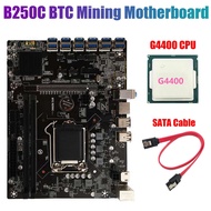 B250C BTC Mining Motherboard with G4400 CPU+SATA Cable LGA1151 12XPCIE to USB3.0 Graphics Card Slot 